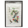 CHINESE PAIR OF SILK COLORED EMBROIDERY PEACOCKS PIC-4