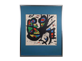 AN ABSTRACT MID CENTURY LITOGRAPH BY JOAN MIRO