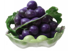 ROYAL BAYREUTH GRAPE CLUSTER SUGAR BOWL & SAUCER