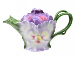 A ROYAL BAYREUTH PORCELAIN PURPLE PANSY TEA POT