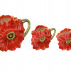 A ROYAL BAYREUTH PORCELAIN POPPY SET OF THREE PCS PIC-0