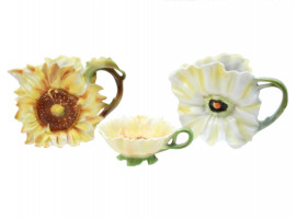 ROYAL BAYREUTH PORCELAIN SUNFLOWER SET THREE PCS