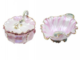 SET OF TWO ROYAL BAYREUTH PORCELAIN POPPY PIECES