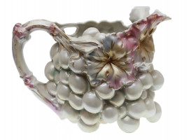 A ROYAL BAYREUTH PORCELAIN PEARLIZED WHITE GRAPE WATER PITCHER