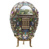 A LARGE XL RUSSIAN SILVER & ENAMEL EGG WITH STAND PIC-2