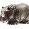 RUSSIAN SILVER HIPPOPOTAMUS FIGURINE W RUBY EYES PIC-0