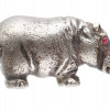 RUSSIAN SILVER HIPPOPOTAMUS FIGURINE W RUBY EYES PIC-1