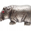 RUSSIAN SILVER HIPPOPOTAMUS FIGURINE W RUBY EYES PIC-2