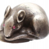 A RUSSIAN SILVER MOUSE FIGURINE WITH RUBY EYES PIC-0