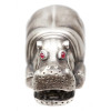 RUSSIAN SILVER HIPPOPOTAMUS FIGURINE W RUBY EYES PIC-1