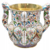 RUSSIAN GILT SILVER AND ENAMEL THREE HANDLED CUP PIC-1