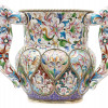 RUSSIAN GILT SILVER AND ENAMEL THREE HANDLED CUP PIC-2