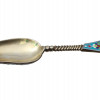 A RUSSIAN GILT SILVER AND ENAMEL SUGAR SPOON PIC-1