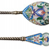 TWO RUSSIAN GILT SILVER & CLOISONNE ENAMEL SPOONS PIC-2