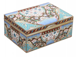 A RUSSIAN GILT SILVER AND CLOISONNE ENAMEL BOX