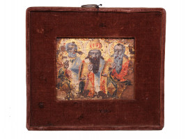 AN ANTIQUE RUSSIAN ORTHODOX DOUBLE SIDED ICON