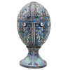 RUSSIAN SILVER & CLOISONNE ENAMEL EGG TRINKET BOX PIC-1