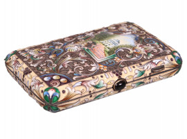 A RUSSIAN SILVER AND ENAMEL CIGARETTE CASE