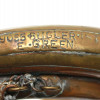 AN ANTIQUE BRASS AND SILVER REGIMENT BUGLE HORN PIC-6