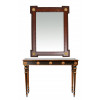 A SET OF A VINTAGE CONSOLE WOOD TABLE AND MIRROR PIC-0
