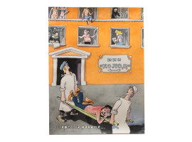 SOVIET SATIRICAL POSTER MAQUETTE PAINTING BY KAMINSKY