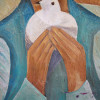 ATTR TO HAIM FRENCH JEWISH OIL PAINTING BOY DOVE PIC-4