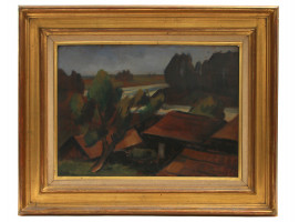 A LUDWIG DILL 1848-1940 OIL ON CANVAS PAINTING