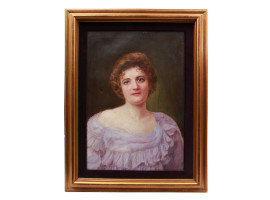 A 19TH CENTURY OIL PAINTING PORTRAIT OF A LADY