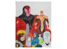 A SUPERHERO PAINTING SIGNED BY HECTOR S HERNANDEZ