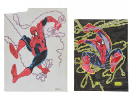 2 SPIDER-MAN PAINTINGS SIGNED BY HECTOR HERNANDEZ