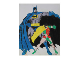 BATMAN ROBIN PAINTING SIGNED BY HECTOR HERNANDEZ