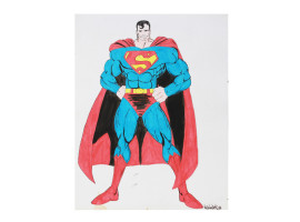 A SUPERMAN PAINTING SIGNED BY HECTOR S HERNANDEZ