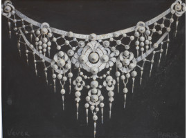 A MIXED MEDIA PAINTING OF JEWELRY SIGNED BY VEVER