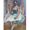 A VINTAGE BALLET DANCER OIL ON CANVAS PAINTING PIC-1