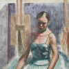 A VINTAGE BALLET DANCER OIL ON CANVAS PAINTING PIC-3