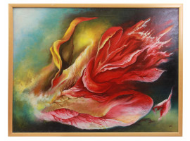 A RUSSIAN OIL PAINTING FLOWER BY DMITRY ZHELTOV