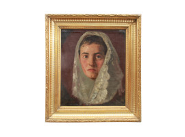 A RUSSIAN OIL PAINTING OF A WOMAN BY IVAN MAKAROV