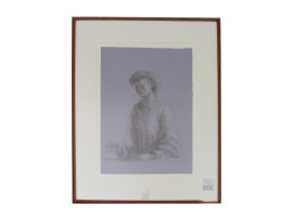 AN ANTIQUE PENCIL ON PAPER DRAWING OF A WOMAN