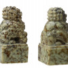 A PAIR OF CHINESE HARD STONE FOO DOG FIGURINES PIC-1