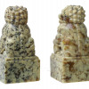 A PAIR OF CHINESE HARD STONE FOO DOG FIGURINES PIC-2