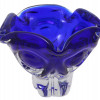 MID CENTURY COBALT BLUE GLASS VASE OR CANDY BOWL PIC-0