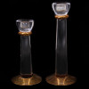A PAIR OF SWEDISH KOSTA BODA GLASS CANDLE HOLDERS PIC-0