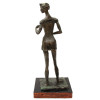 A BRONZE STATUE OF A DANCER WOMAN IN A DRESS PIC-3