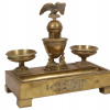 A VINTAGE BRONZE WITH EAGLE FIGURINE INKWELL SET PIC-0