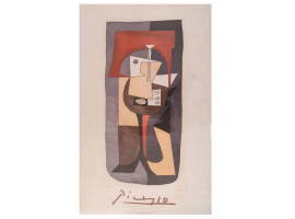 AFTER PABLO PICASSO LITHOGRAPH POSTER OF GUITAR