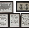 FIVE ANTIQUE FRENCH ETCHING FURNITURE BY R BENARD PIC-0
