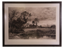 AN ENGLISH ETCHING LANDSCAPE BY BENJAMIN LEADER