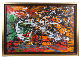 ATTR TO JACKSON POLLOCK MIXED MEDIA PAINTING