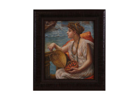 AFTER EDWARD JOHN POYNTER OIL PAINTING ROMAN BOAT