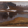 A RUSSIAN OIL PAINTING LANDSCAPE BY ISAAC LEVITAN PIC-0